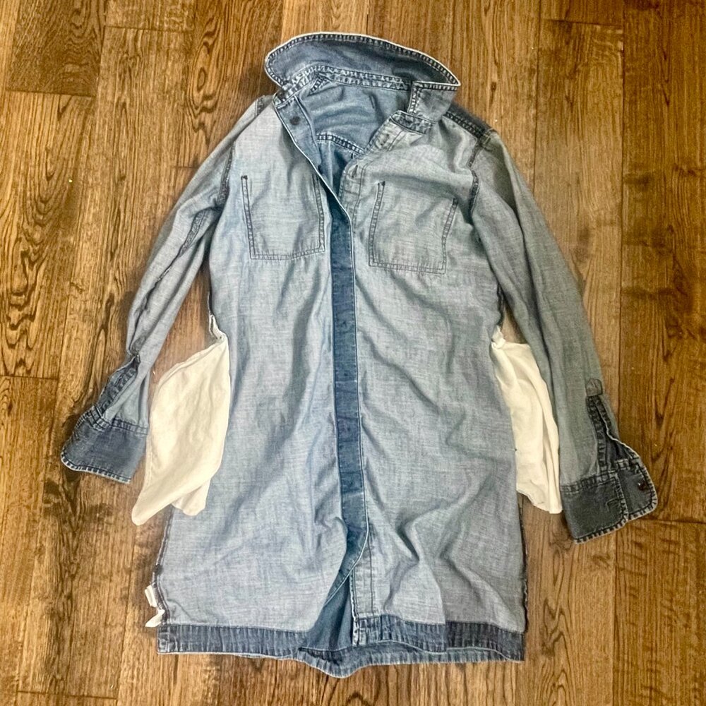 Madewell Chambray Denim Shirt Dress Long Sleeve Button Down Blue XS - Picture 3 of 5